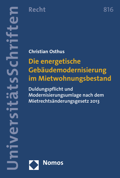 Cover des Buchs: Die energetische Gebäudemodernisierung im Mietwohnungsbestand
