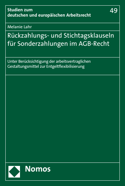 Cover des Buchs: Rückzahlungs- und Stichtagsklauseln für Sonderzahlungen im AGB-Recht