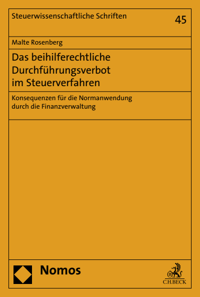 Cover of book: Das beihilferechtliche Durchführungsverbot im Steuerverfahren