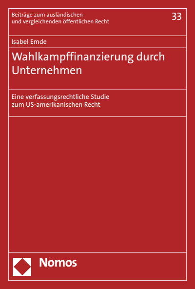 Cover des Buchs: Wahlkampffinanzierung durch Unternehmen
