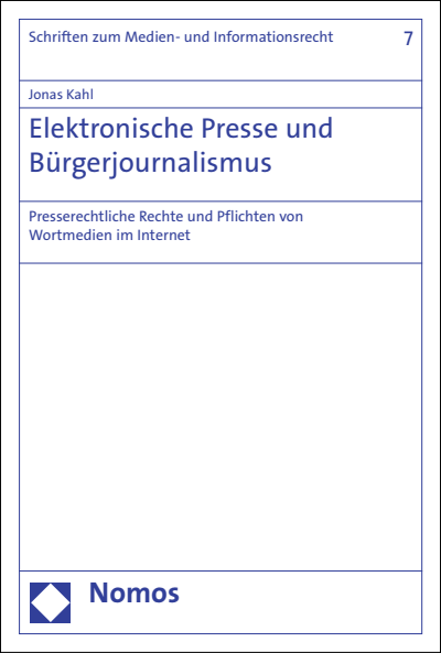 Cover des Buchs: Elektronische Presse und Bürgerjournalismus