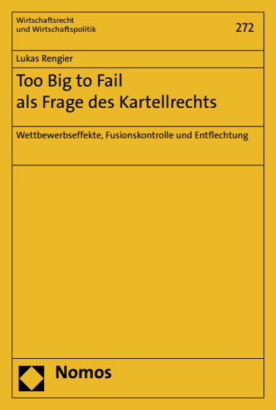 Cover of book: Too Big to Fail als Frage des Kartellrechts