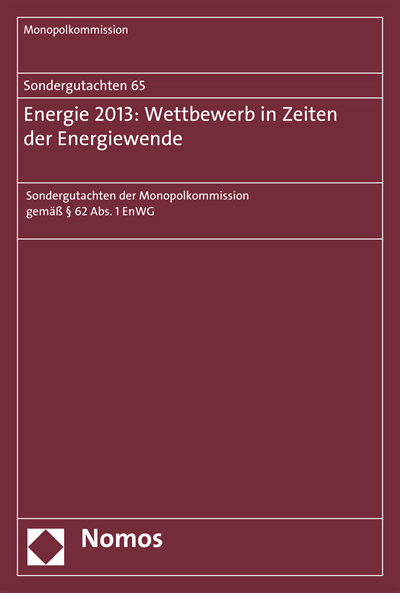 Cover of book: Sondergutachten 65: Energie 2013: Wettbewerb in Zeiten der Energiewende