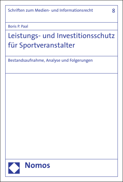 Cover of book: Leistungs- und Investitionsschutz für Sportveranstalter