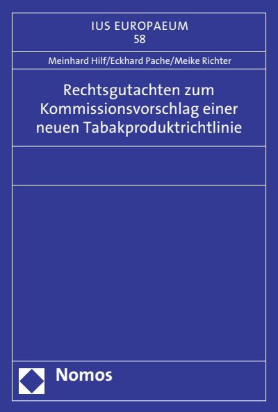 Cover des Buchs: Rechtsgutachten zum Kommissionsvorschlag einer neuen Tabakproduktrichtlinie