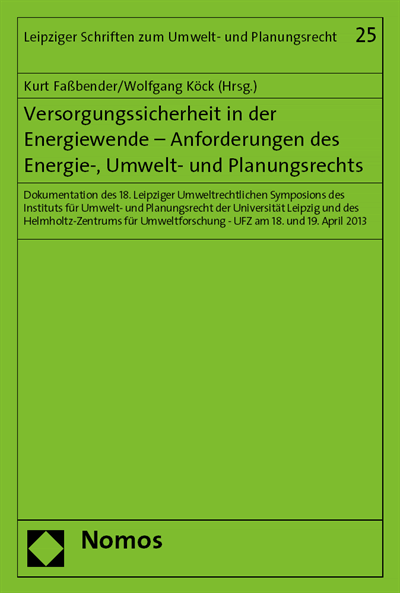 Cover des Buchs: Versorgungssicherheit in der Energiewende - Anforderungen des Energie-, Umwelt- und Planungsrechts