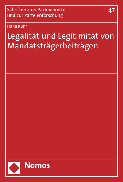 Cover of book: Legalität und Legitimität von Mandatsträgerbeiträgen