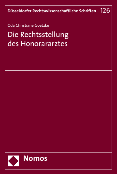 Cover des Buchs: Die Rechtsstellung des Honorararztes