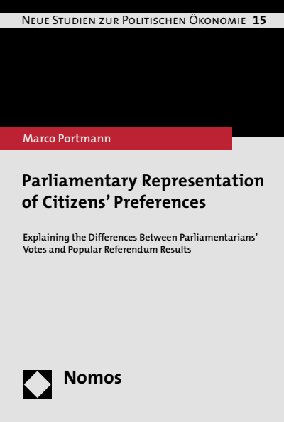 Cover of book: Parliamentary Representation of Citizens’ Preferences
