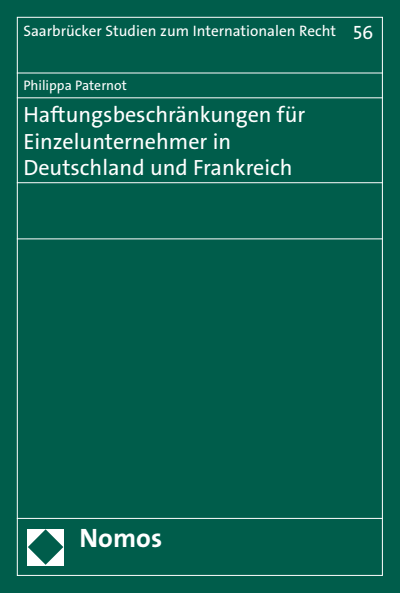 Cover des Buchs: Haftungsbeschränkungen für Einzelunternehmer in Deutschland und Frankreich