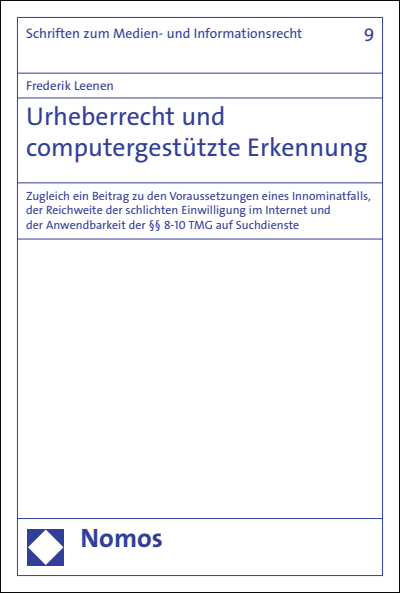 Cover of book: Urheberrecht und computergestützte Erkennung