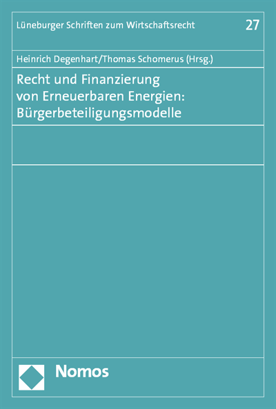 Cover des Buchs: Recht und Finanzierung von Erneuerbaren Energien: Bürgerbeteiligungsmodelle