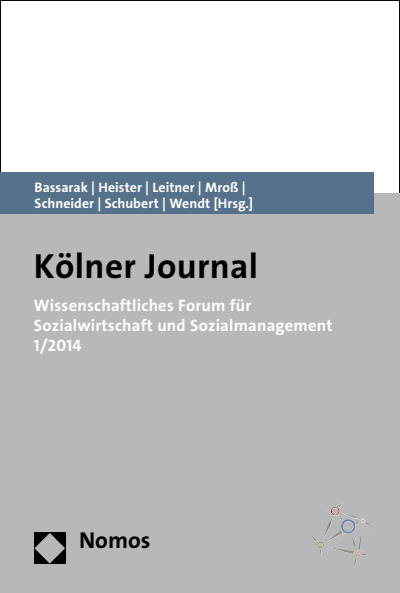 Cover of book: Wissenschaftliches Forum für Sozialwirtschaft und Sozialmanagement 1/2014