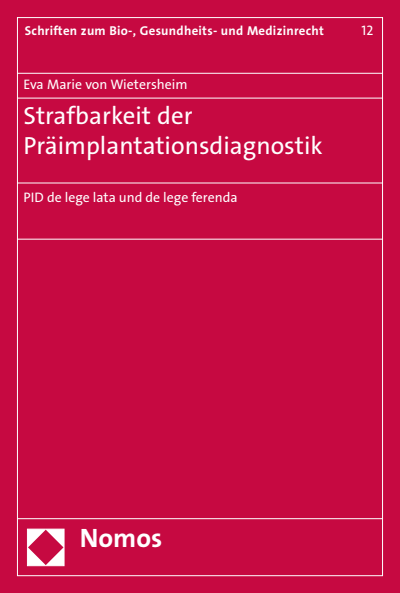 Cover of book: Strafbarkeit der Präimplantationsdiagnostik