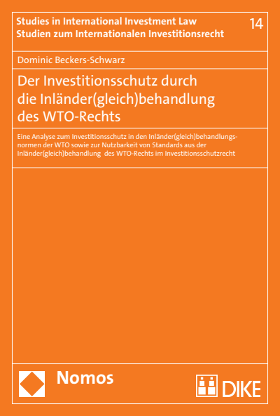 Cover des Buchs: Der Investitionsschutz durch die Inländer(gleich)behandlung des WTO-Rechts