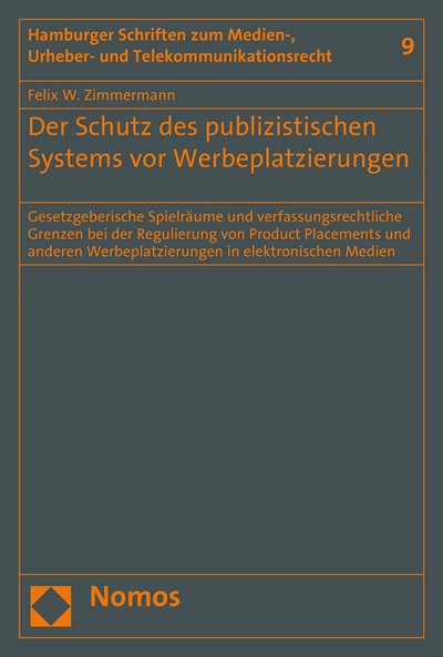 Cover des Buchs: Der Schutz des publizistischen Systems vor Werbeplatzierungen