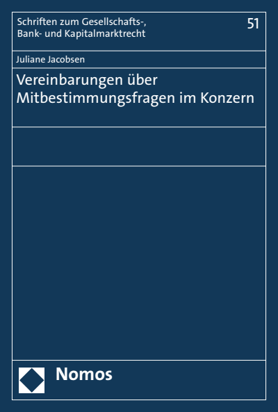 Cover des Buchs: Vereinbarungen über Mitbestimmungsfragen im Konzern