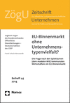 Cover of book: EU-Binnenmarkt ohne Unternehmenstypenvielfalt?