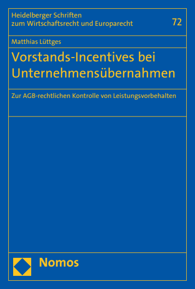 Cover des Buchs: Vorstands-Incentives bei Unternehmensübernahmen