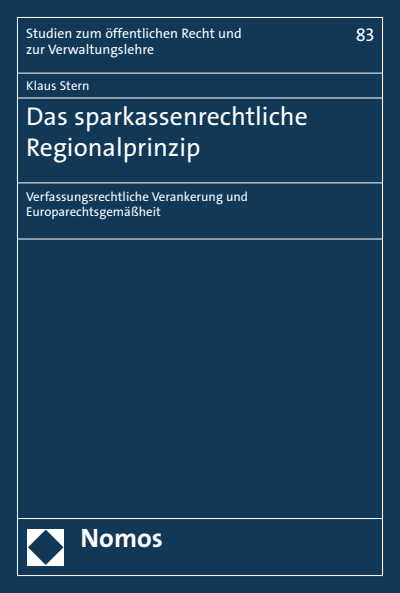 Cover of book: Das sparkassenrechtliche Regionalprinzip