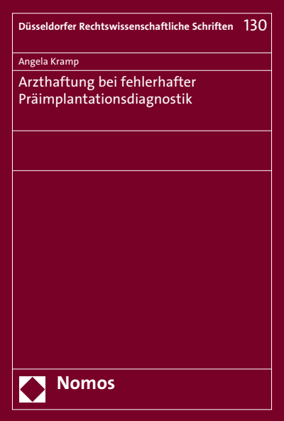 Cover des Buchs: Arzthaftung bei fehlerhafter Präimplantationsdiagnostik