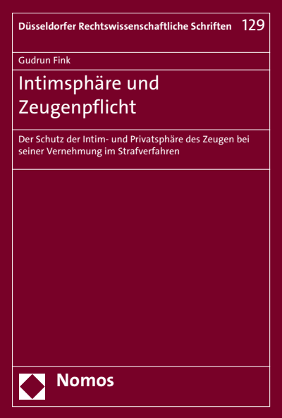 Cover des Buchs: Intimsphäre und Zeugenpflicht