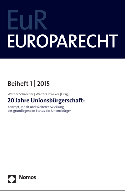 Cover des Buchs: 20 Jahre Unionsbürgerschaft: