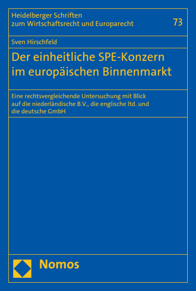Cover des Buchs: Der einheitliche SPE-Konzern im europäischen Binnenmarkt