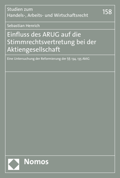 Cover of book: Einfluss des ARUG auf die Stimmrechtsvertretung bei der Aktiengesellschaft