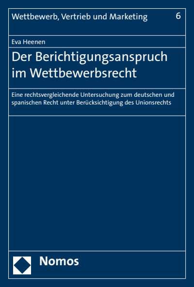 Cover of book: Der Berichtigungsanspruch im Wettbewerbsrecht