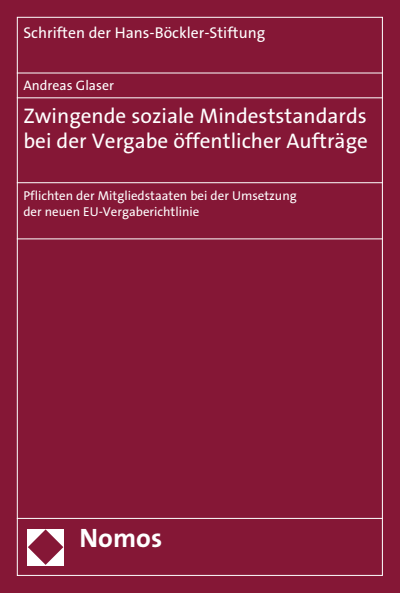 Cover of book: Zwingende soziale Mindeststandards bei der Vergabe öffentlicher Aufträge