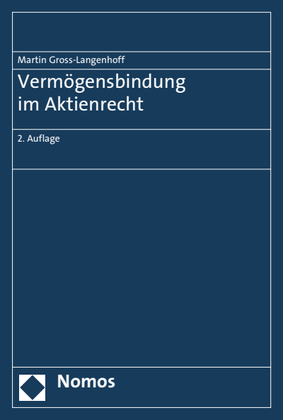 Cover of book: Vermögensbindung im Aktienrecht