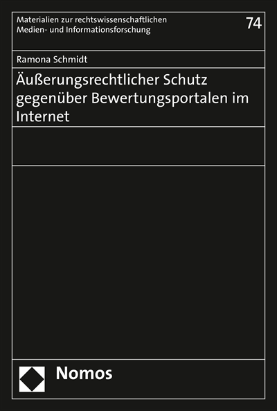 Cover des Buchs: Äußerungsrechtlicher Schutz gegenüber Bewertungsportalen im Internet