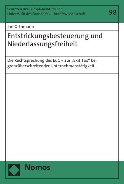 Cover des Buchs: Entstrickungsbesteuerung und Niederlassungsfreiheit