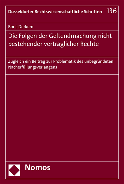 Cover des Buchs: Die Folgen der Geltendmachung nicht bestehender vertraglicher Rechte