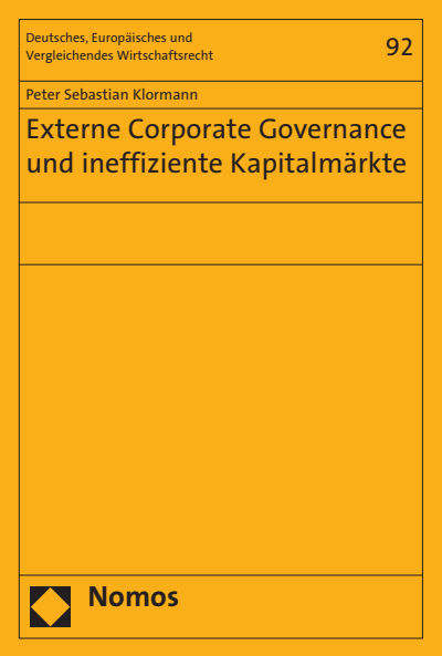 Cover of book: Externe Corporate Governance und ineffiziente Kapitalmärkte