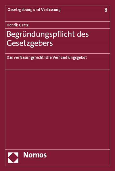 Cover of book: Begründungspflicht des Gesetzgebers