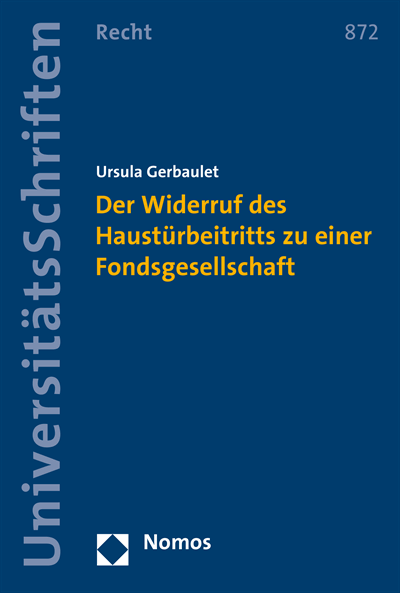 Cover des Buchs: Der Widerruf des Haustürbeitritts zu einer Fondsgesellschaft