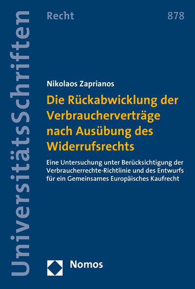 Cover des Buchs: Die Rückabwicklung der Verbraucherverträge nach Ausübung des Widerrufsrechts