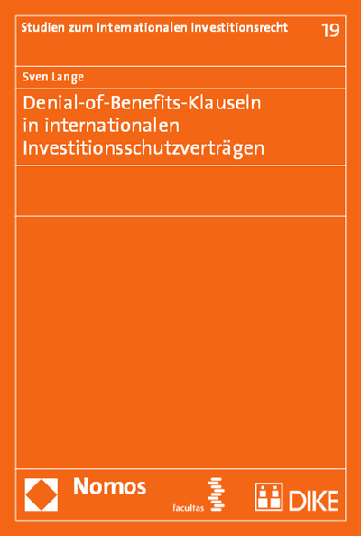 Cover des Buchs: Denial-of-Benefits-Klauseln in internationalen Investitionsschutzverträgen