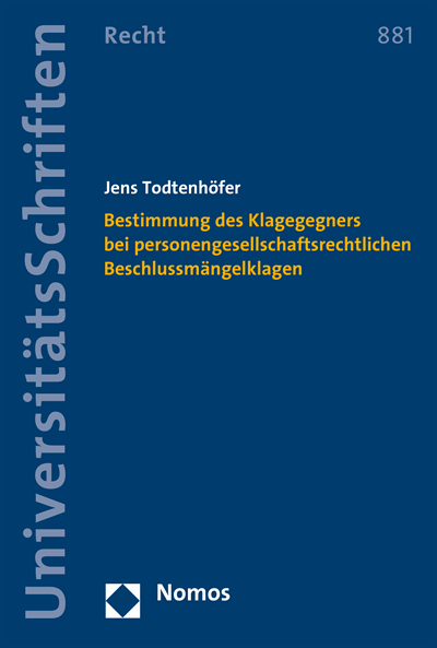 Cover des Buchs: Bestimmung des Klagegegners bei personengesellschaftsrechtlichen Beschlussmängelklagen