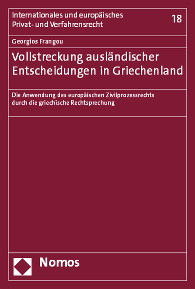 Cover des Buchs: Vollstreckung ausländischer Entscheidungen in Griechenland