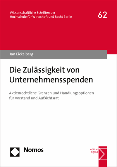Cover of book: Die Zulässigkeit von Unternehmensspenden