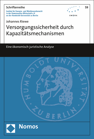 Cover des Buchs: Versorgungssicherheit durch Kapazitätsmechanismen