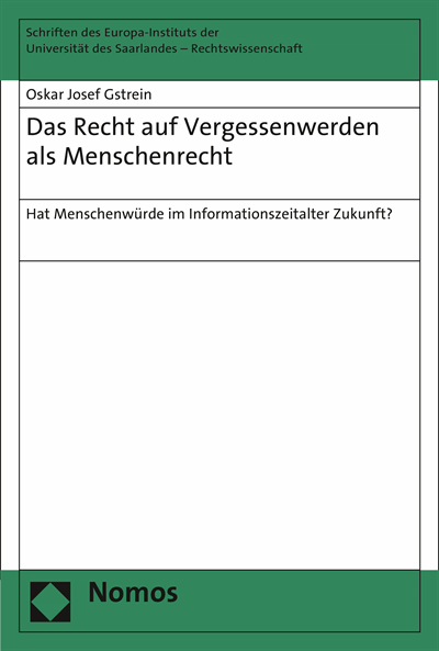 Cover of book: Das Recht auf Vergessenwerden als Menschenrecht