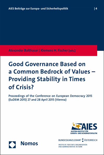 Cover des Buchs: Good Governance Based on a Common Bedrock of Values - Providing Stability in Times of Crisis?