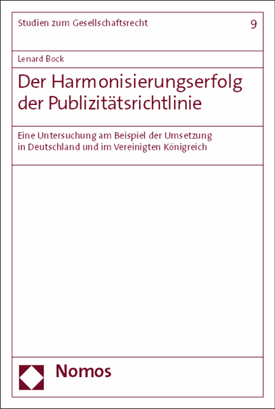 Cover des Buchs: Der Harmonisierungserfolg der Publizitätsrichtlinie