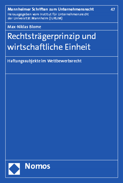 Cover of book: Rechtsträgerprinzip und wirtschaftliche Einheit
