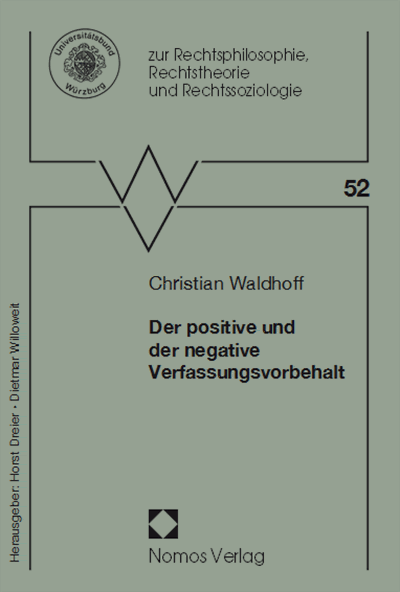 Cover of book: Der positive und der negative Verfassungsvorbehalt