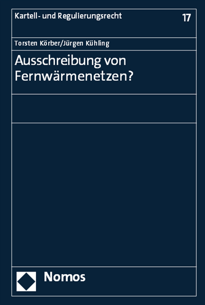 Cover of book: Ausschreibung von Fernwärmenetzen?